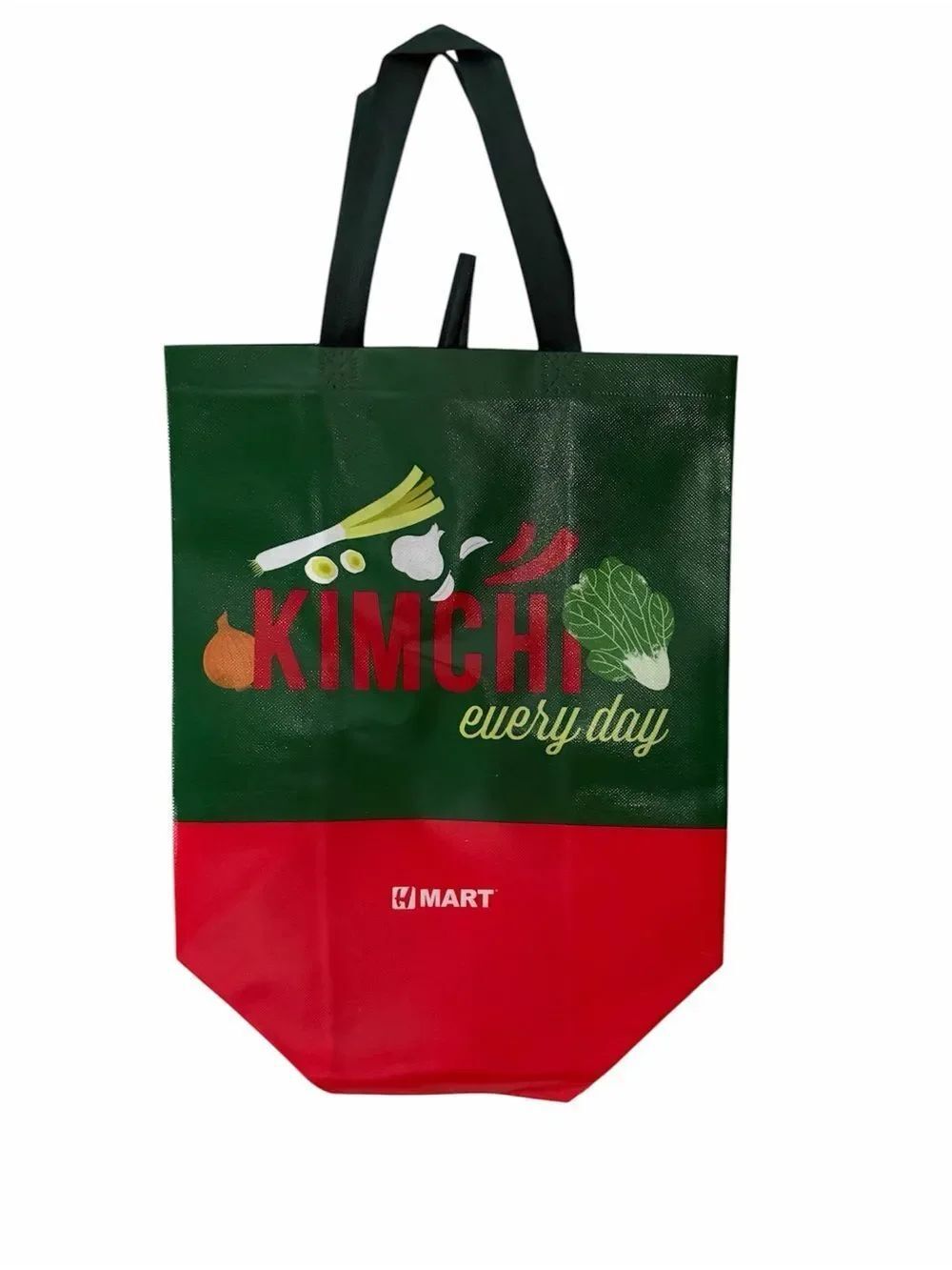 NWOT HMart “Kimchi Every Day” Reusable Tote Bag – Green/Red Grocery Shopper